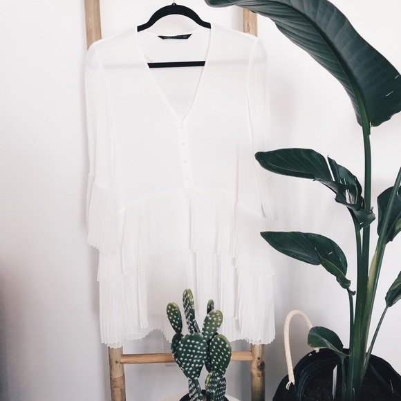 ZARA Pleated Ruffle Tunic/Dress - Picture 4 of 8